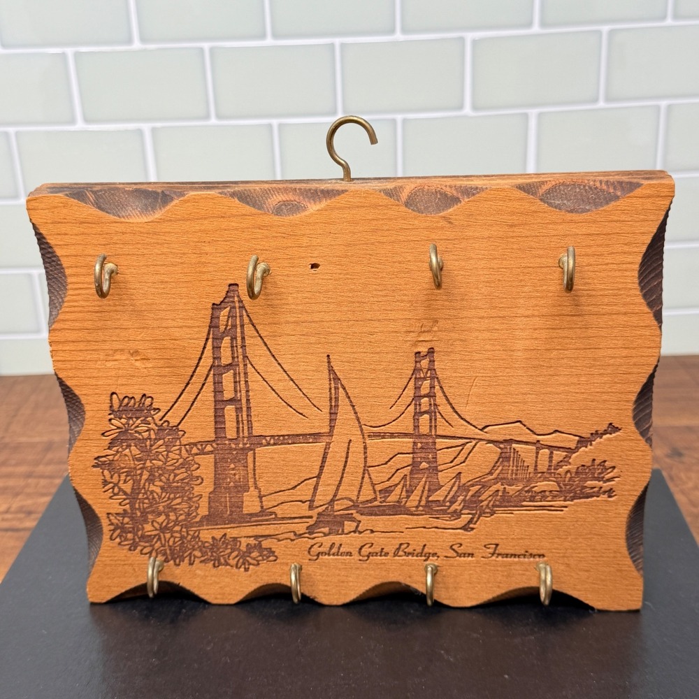 Vintage Redwood Golden Gate Bridge Key Holder Muir Woods‎